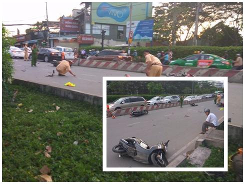 TP. HCM: Tai nạn kinh hoàng, ô tô húc bay 8 xe máy khiến nhiều người bị thương