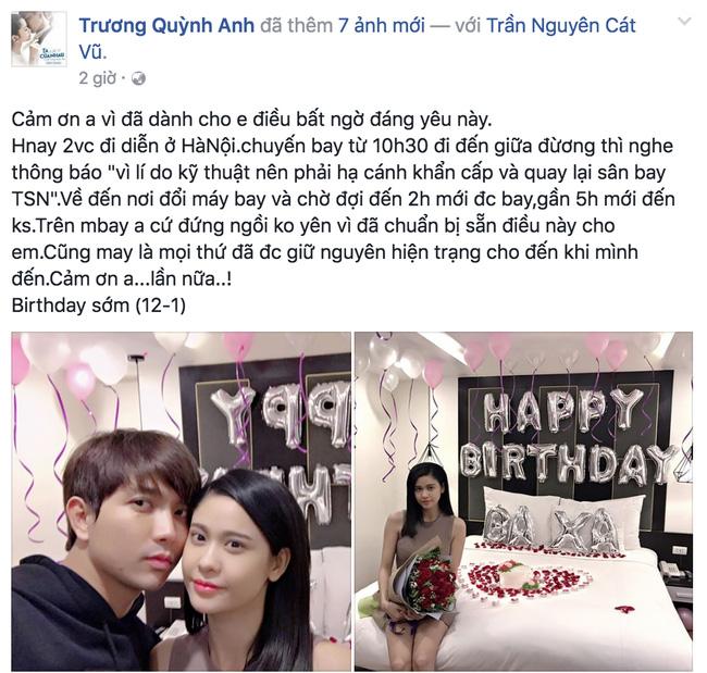 Tranh thủ chuyến lưu diễn, Tim bí mật tổ chức sinh nhật lãng mạn cho Trương Quỳnh Anh - Ảnh 1.