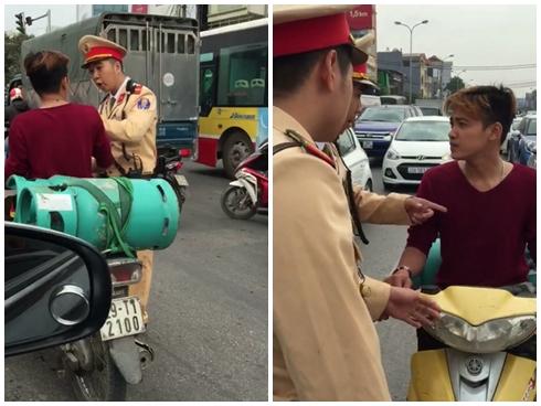 Thanh niên chở gas 