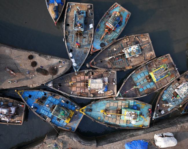 Tàu đánh cá ở Sassoon Dock, Mumbai, Ấn Độ.