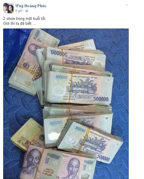 Ưng Hoàng Phúc khoe bọc tiền cát - xê khủng chỉ sau một tối đi diễn-1