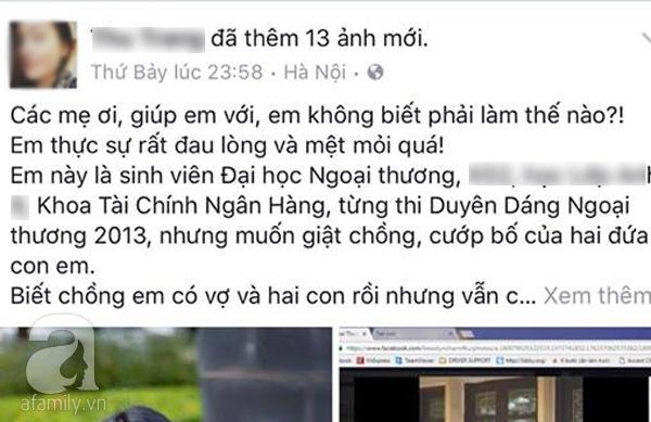 Bà mẹ 2 con xinh đẹp đau khổ lên Facebook tố bị nữ sinh trường ĐH nổi tiếng giật chồng - Ảnh 4.