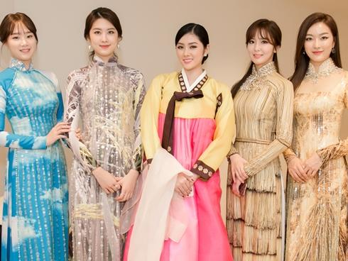 Huỳnh Tiên diện Hanbok nổi bật, tự tin giao lưu cùng Miss Korea