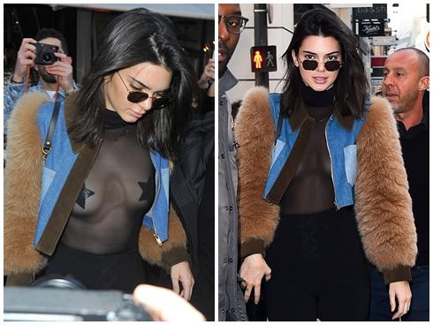 Kendall Jenner phanh ngực gây náo loạn đường phố Paris