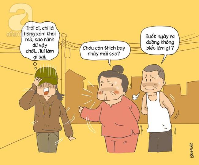 Hàng xóm dù đã tránh mặt mà lỡ có gặp cũng không ngừng chất vấn