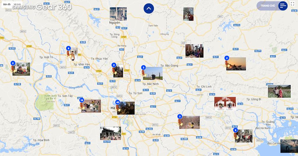 Khi nhấp vào một địa điểm hoặc hình ảnh bất kỳ, bạn sẽ lập tức bước vào không khí sống động được tái hiện bởi 2 camera góc rộng có khả năng hoạt động song song trên Gear 360. Hà Nội và TP.HCM có lượng hình ảnh đăng tải nhiều nhất, phản ánh mọi mặt của ngày Tết Đinh Dậu.