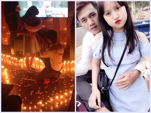 Sát ngày Valentine chàng trai đốt hàng trăm cây nến, quỳ gối cầu hôn bạn gái