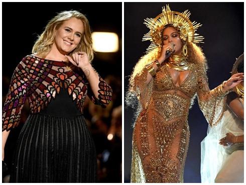 Adele chửi thề, Beyonce táo bạo lột bụng bầu trên sân khấu Grammy