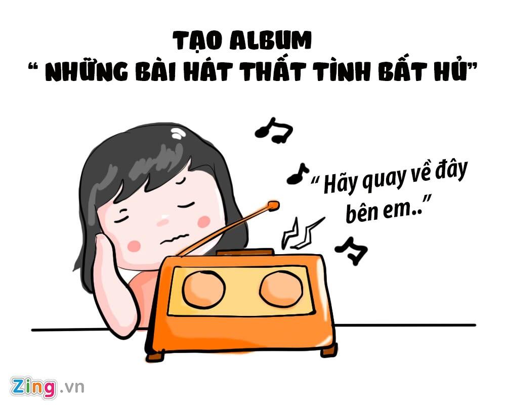 Lên mạng tìm kiếm những bài hát chia tay não nề, đau khổ nhất rồi tạo thành một playlist nhạc dành mỗi dịp Valentine. Đến hẹn lại lên, khi kim đồng hồ điểm lúc 0h ngày 14/2, hãy đeo tai nghe và để âm nhạc xoa dịu nỗi lòng cô đơn, trống trải của bạn.