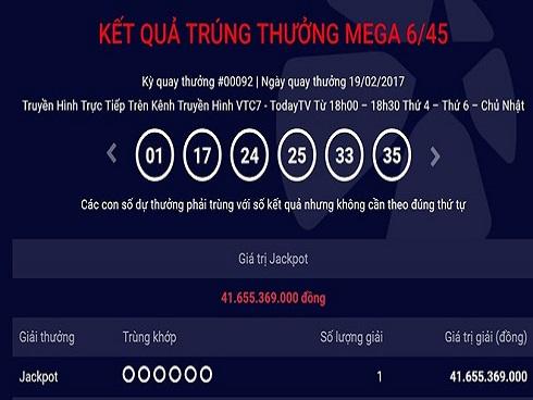 Người thứ 8 trúng độc đắc ngày chủ nhật, trị giá 41 tỷ đồng