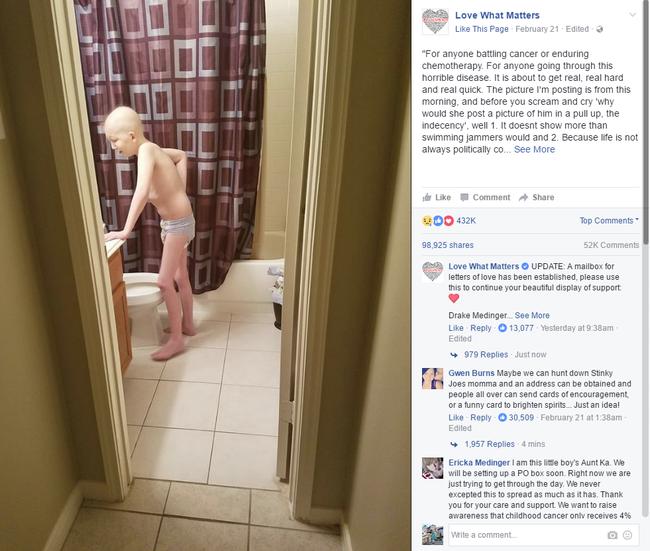 Bức ảnh bé trai 10 tuổi đau đớn chiến đấu với ung thư khiến nhiều người rơi nước mắt - Ảnh 2.