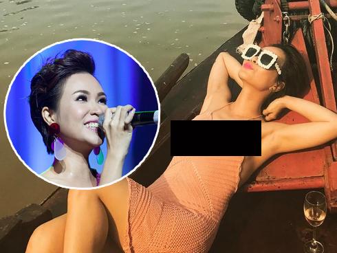 Khoe ảnh lãng mạn giữa sông nước, Uyên Linh hớ hênh lộ vòng 1
