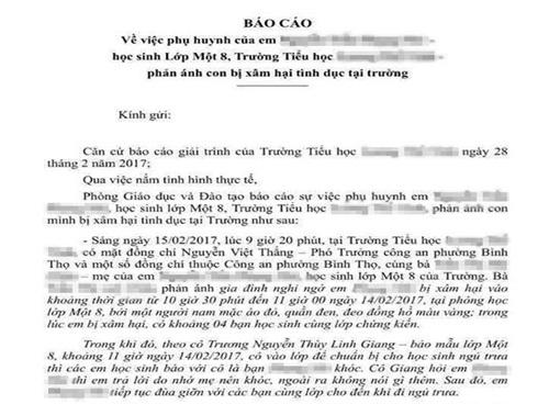 Mẹ bé lớp 1 bị xâm hại tình dục: 'Con tôi không bị thương như vậỵ nếu té ngã'