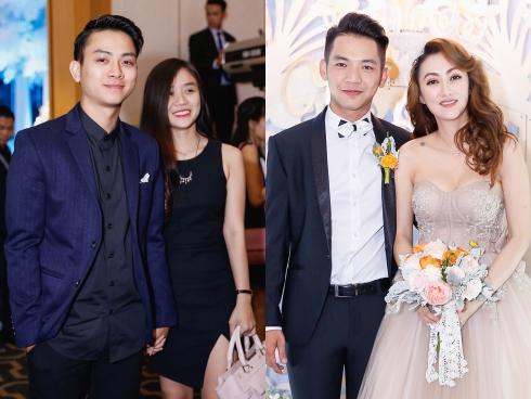 Hoài Lâm nắm chặt tay bạn gái đến chúc mừng đám cưới Mai Quốc Việt