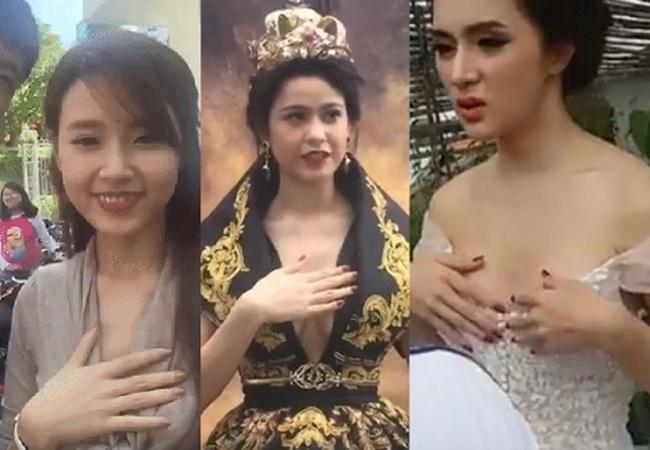 Không chỉ Trương Quỳnh Anh (giữa), cả Midu lẫn Hương Giang Idol cũng từng rơi vào tình huống khó xử khi live trực tuyến trên trang cá nhân