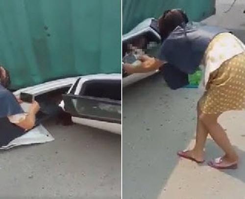 soc voi hinh anh nguoi phu nu di dien thoai vao sat mat nan nhan dang bi xe de bep de quay phim - 2