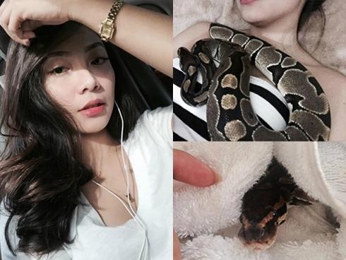 Cô giáo mầm non xinh đẹp thích ngủ chung với rắn