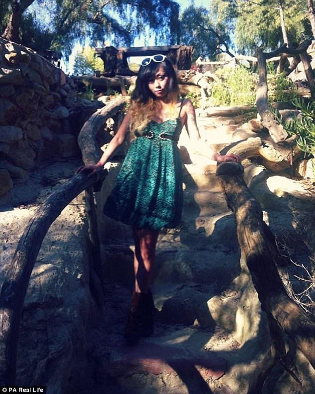 Ophelia, pictured here without make-up on, before she started to dress as Barbie