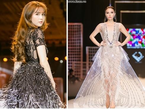 Sau lần đầu thất bại, Ngọc Trinh đã tự tin hơn nhiều khi catwalk cùng hoa hậu Kỳ Duyên