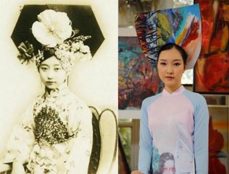 Mặc áo dài Việt, đội mũ Hoàng Châu cách cách? - ảnh 4