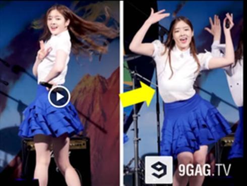 Thành viên girlgroup tuột miếng độn ngực được khen chuyên nghiệp trên 9gag