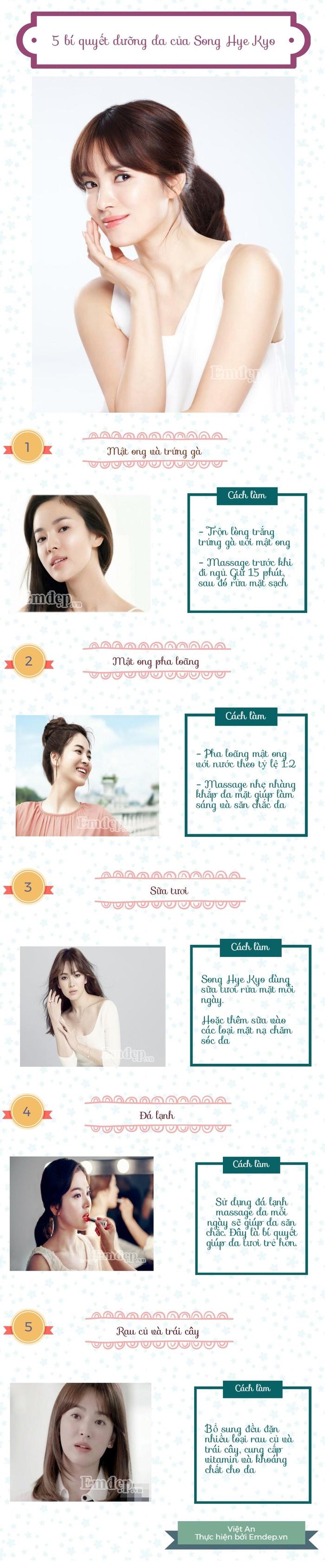 Hướng dẫn 5 công thức làm trắng da từ tự nhiên của ngọc nữ Hàn Quốc Song Hye Kyo