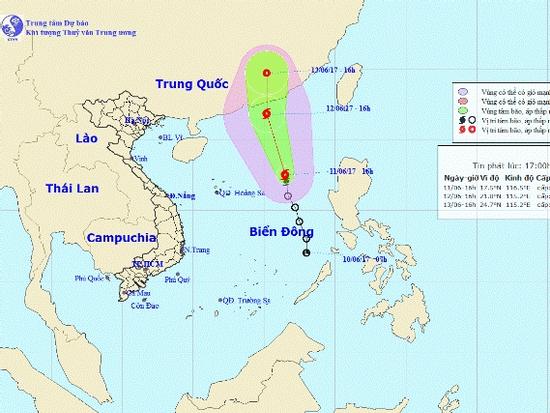 Bão số 1 giật cấp 9 - 10, di chuyển theo hướng Bắc Tây Bắc