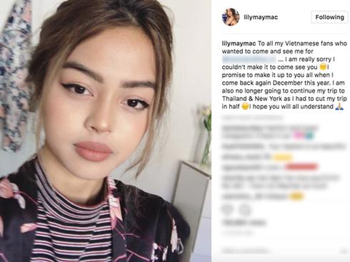 Lily Maymac xin lỗi fan vì không thể tới Việt Nam trong tháng 7 như dự định