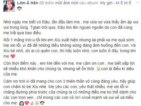 Sau khi sảy thai, hot girl Lâm Á Hân chia sẻ đang mang bầu