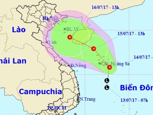 Áp thấp nhiệt đới hướng về Bắc Bộ, gió giật mạnh cấp 8