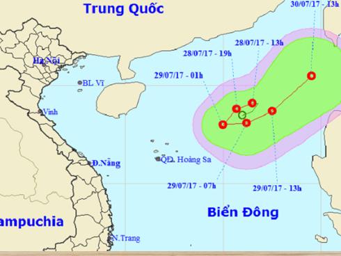 Áp thấp nhiệt đới chuyển hướng 180 độ, đi sâu vào Biển Đông