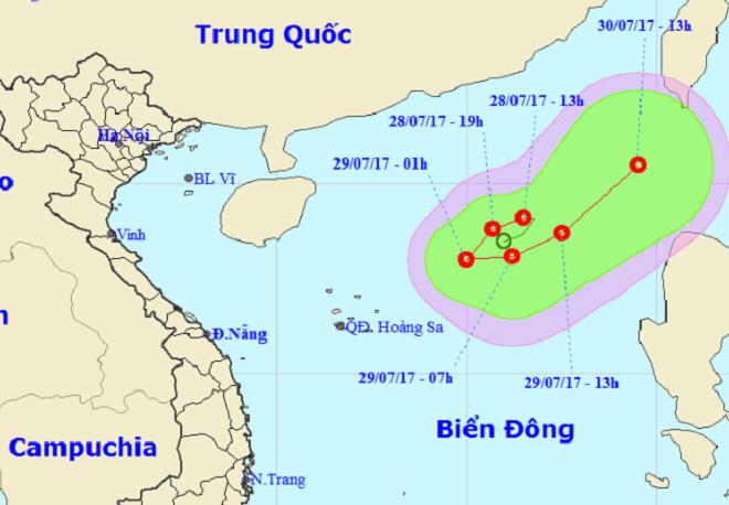 Áp thấp nhiệt đới chuyển hướng 180 độ, đi sâu vào Biển Đông-1