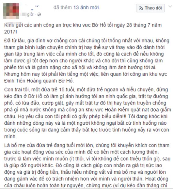 Không có chuyện công an nạt nộ cháu bé chơi đàn trên phố đi bộ-1