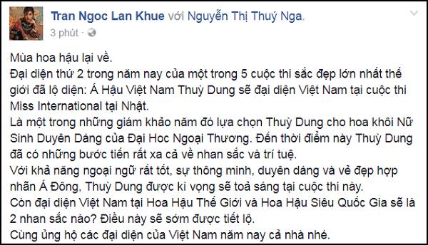 Không còn là tin đồn, Á hậu Thùy Dung chính thức đại diện Việt Nam thi Miss International 2017-1