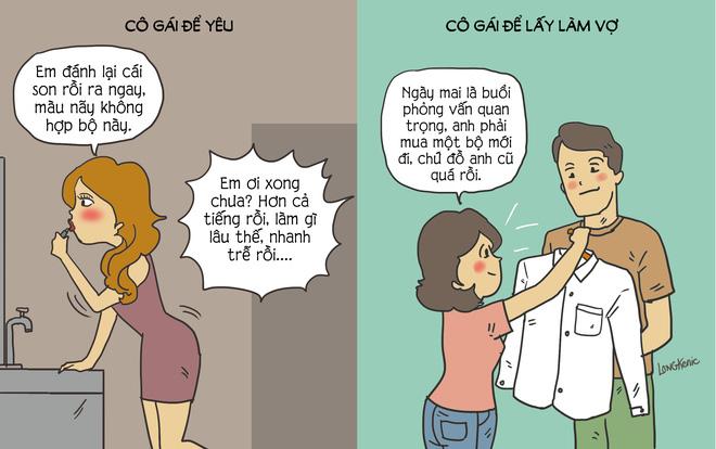 Tranh vui: Khác biệt 'nhìn tận mắt' giữa cô gái để yêu và cô gái để lấy làm vợ-1