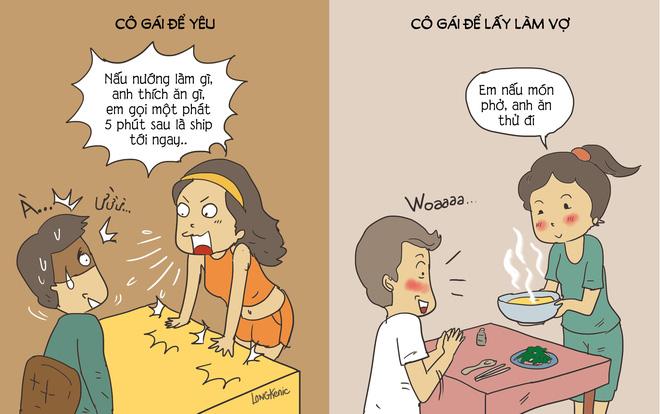 Tranh vui: Khác biệt 'nhìn tận mắt' giữa cô gái để yêu và cô gái để lấy làm vợ-4