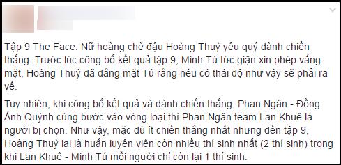 Lộ kết quả Hoàng Thùy thắng, loại thí sinh đội Lan Khuê trong tập 9 The Face-1