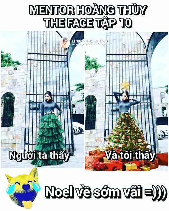 Dù bị ví là cây thông Noel, Hoàng Thùy vẫn được khen tới tấp nhờ mặc đẹp trong The Face tập 10-4