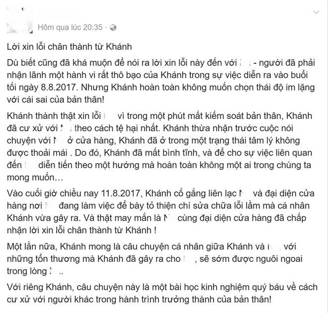Vì sao Khánh Casa không trực tiếp gặp, xin lỗi nữ nhân viên bị tát?-2