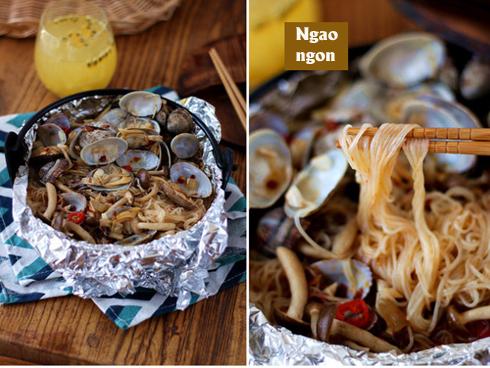 Mát trời mà có bát ngao hấp nấm cay nóng hổi thế này thì còn gì bằng