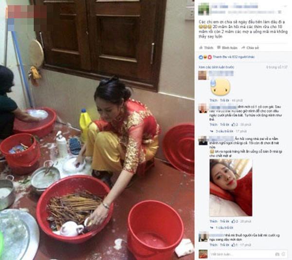 Ngán ngẩm với 'núi' bát đũa, cô dâu mới được dân mạng thương cảm-3