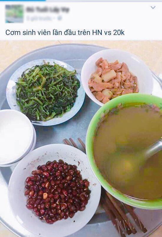 Lạc cháy đen, canh đục đục - Mâm cơm 20 nghìn của sinh viên ngày đầu lên nhập học-2