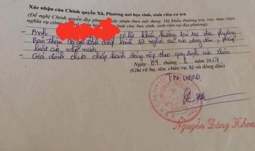 Hà Tĩnh: Xã xin lỗi khi cán bộ phê xấu vào lý lịch tân sinh viên-2