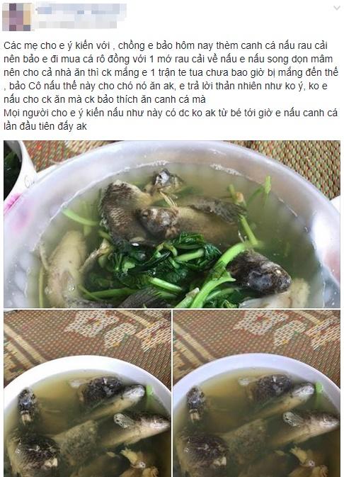 Chồng thèm ăn canh cá rô nấu rau cải, vợ tức tốc nấu như này, bạn có dám ăn không?-1