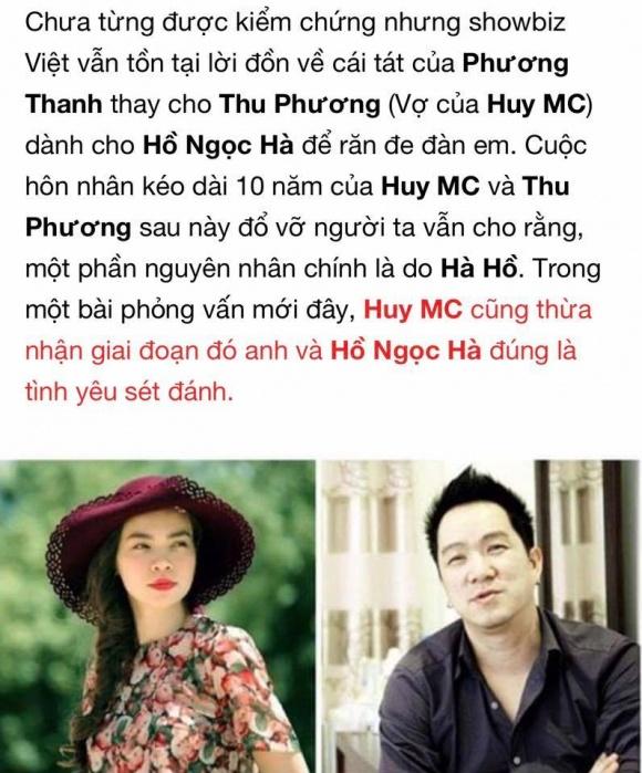 Phương Thanh nói gì về tin đồn tát Hồ Ngọc Hà vì đánh ghen hộ Thu Phương?-2
