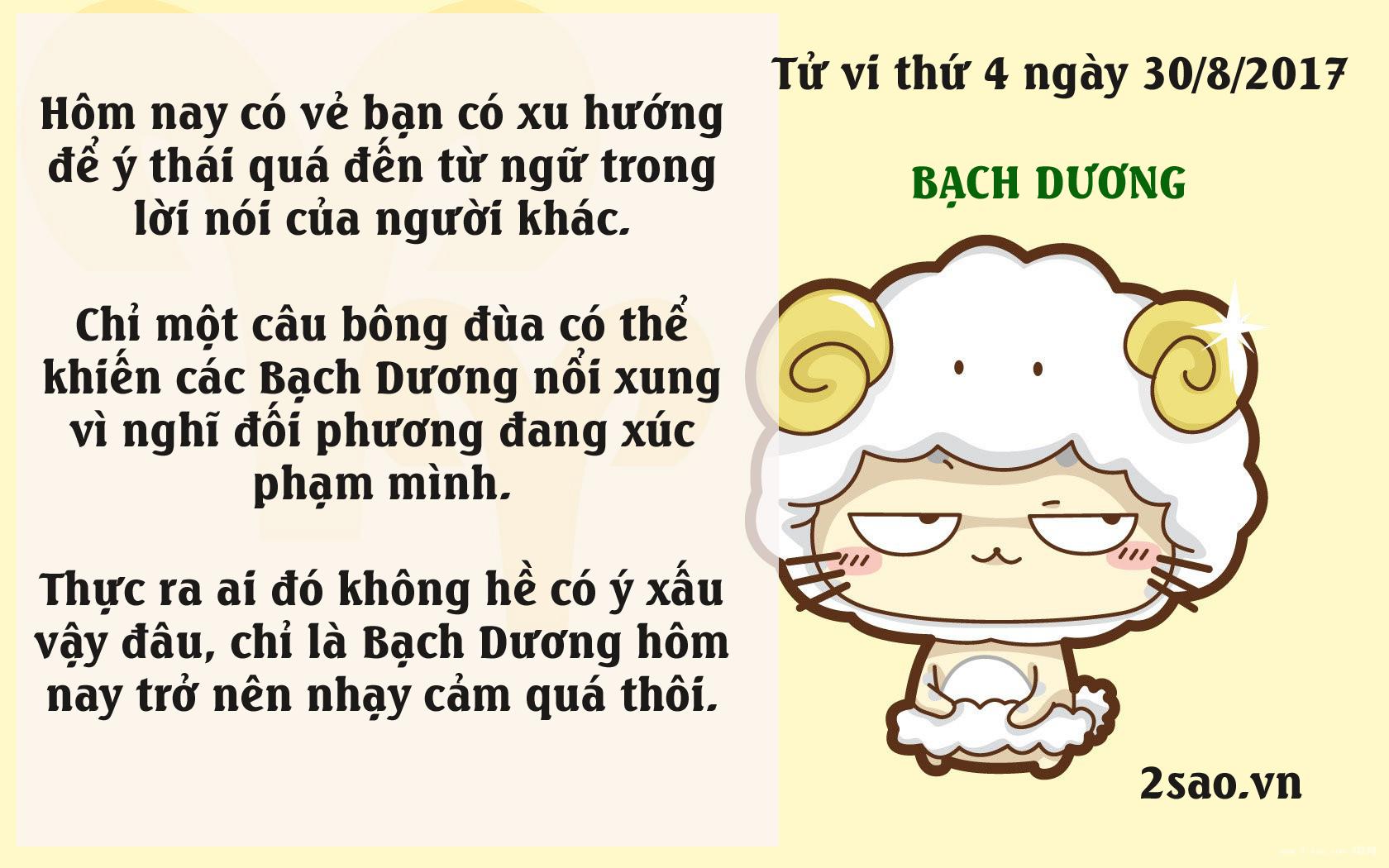 Tử vi thứ 4 ngày 30/8/2017 của 12 cung hoàng đạo-1