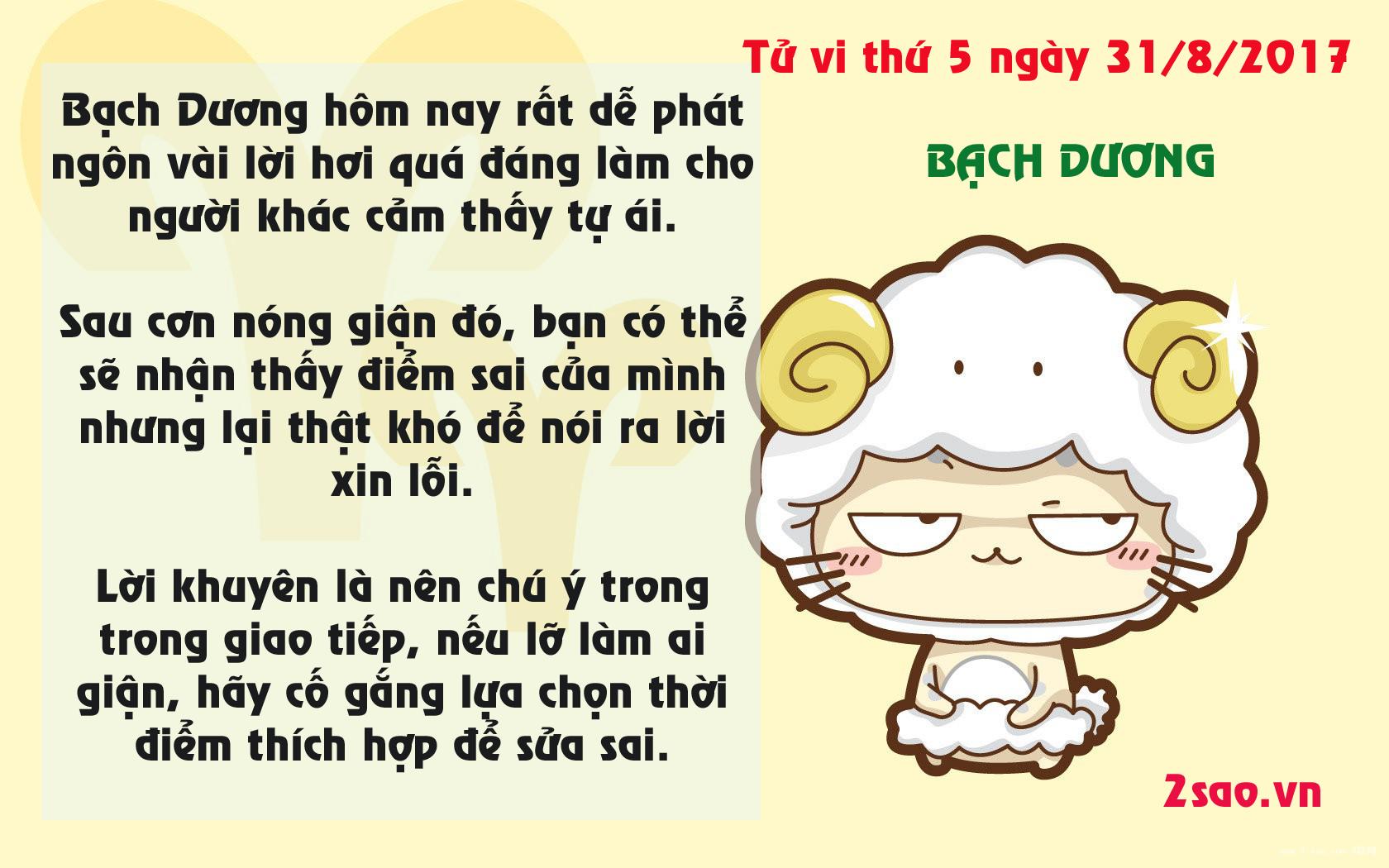 Tử vi thứ 5 ngày 31/8/2017 của 12 cung hoàng đạo-1