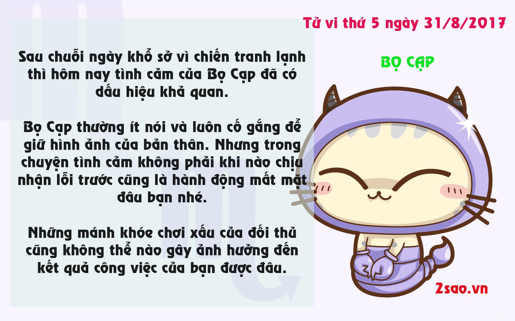 Tử vi thứ 5 ngày 31/8/2017 của 12 cung hoàng đạo-8