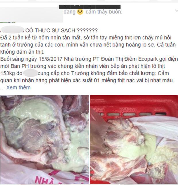 Phụ huynh kinh hãi chứng kiến ổ mủ chảy ra từ thịt lợn cung cấp vào bếp ăn trường học-1