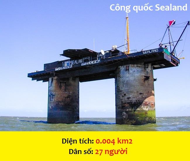Trông tựa như một giàn khoan ngoài khơi eo biển Anh, quốc đảo Sealand chỉ có 27 người sinh sống. Ở đây, ai cũng có thể trở thành công tước hay công nương với giá vài trăm USD.